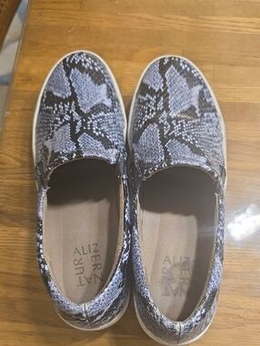 Naturalizer Slip-On Sneakers in Black and Gray Snake Print